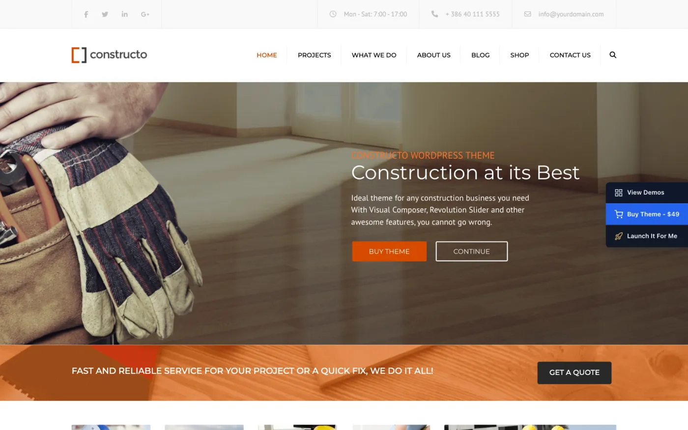 The Classic demo home page
