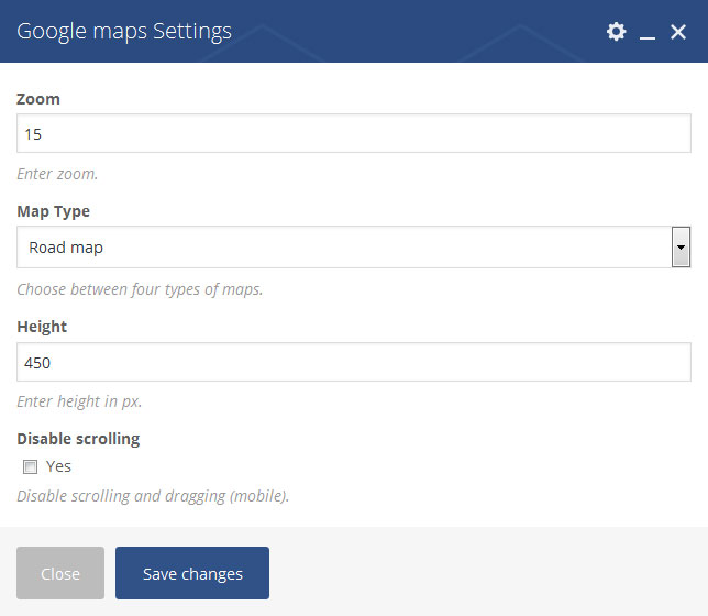 advanced google maps vc settings