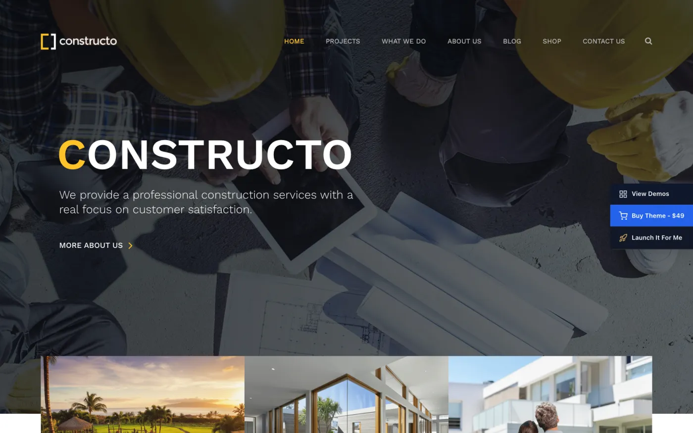 The Renovate demo home page