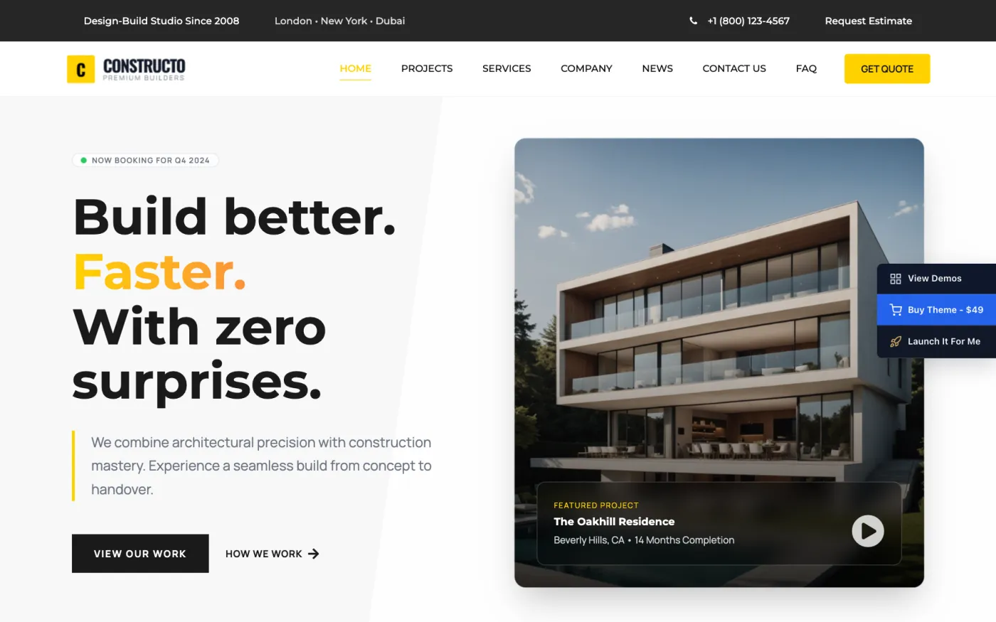 The Renovation demo home page