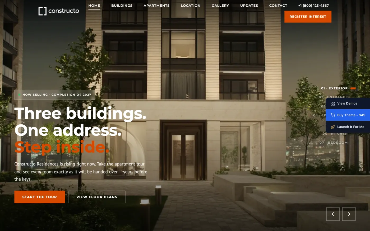 The Constructo Residences demo home page