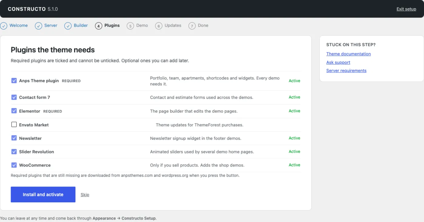 The plugin list with reasons and status