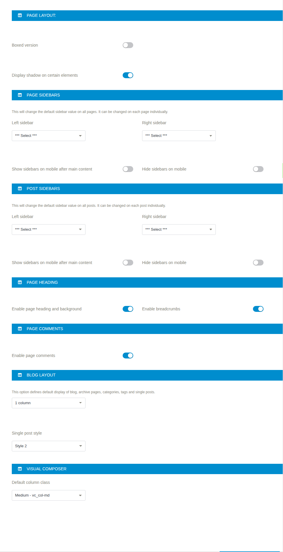 Page Layout holds the site-wide defaults that a single page can override.