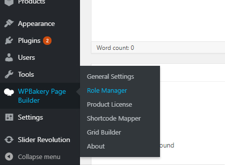 settings visual composer