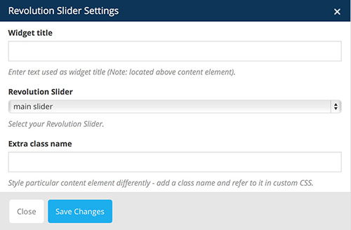 revolution slider vc settings