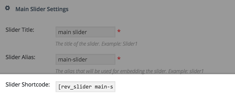 revolution slider shortcode